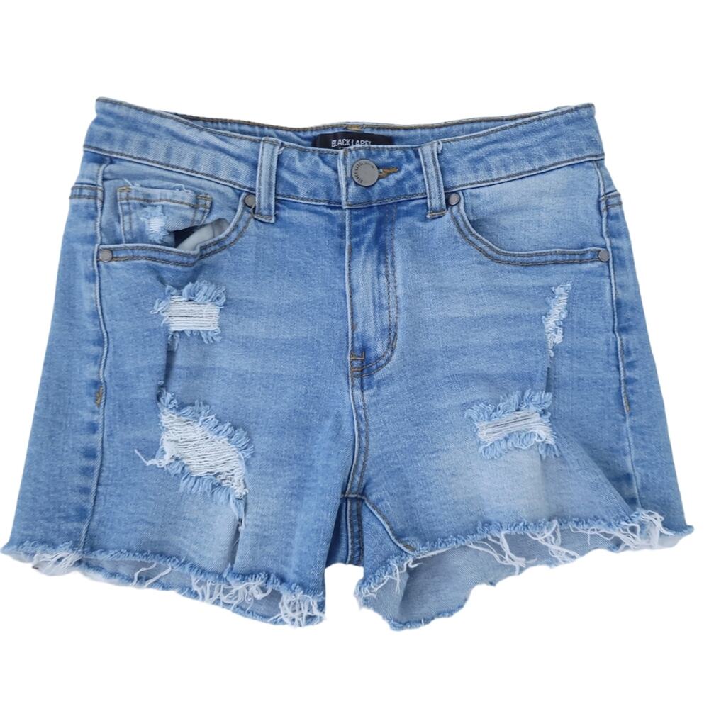 Black Label C'est Toi Distressed Jean Shorts Small JR Blue Jean Festival Shorts